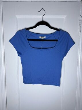 Madewell Cornflower Blue Square-Neck Crop Top